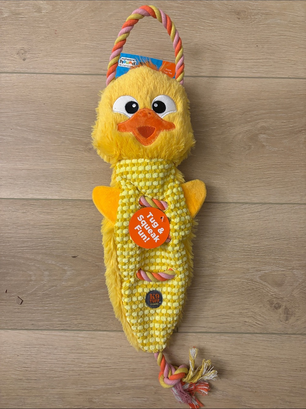 Outward Hound Yellow Duck Plush & Rope Tug Toy